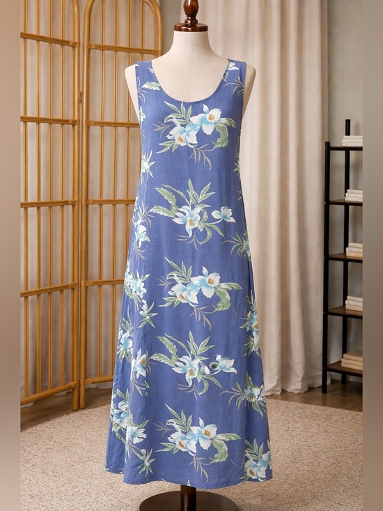 Tahiti Reef Club Dresses & Skirts - Tahiti Reef Club Blue Floral Sleeveless Maxi Dress